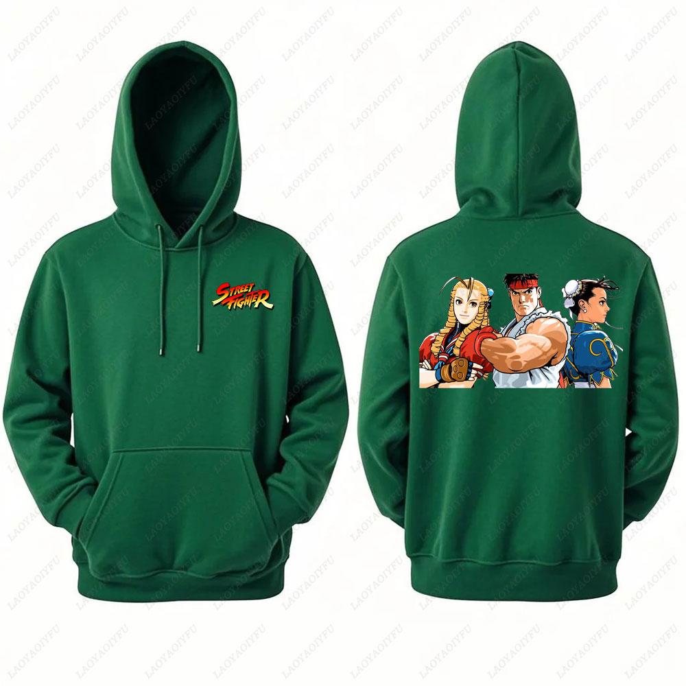Street Fighter Men's Hoodie Anime Game Print Casual Long-sleeved Sweatshirt Double-sided Streetwear for Autumn ropa de hombre
