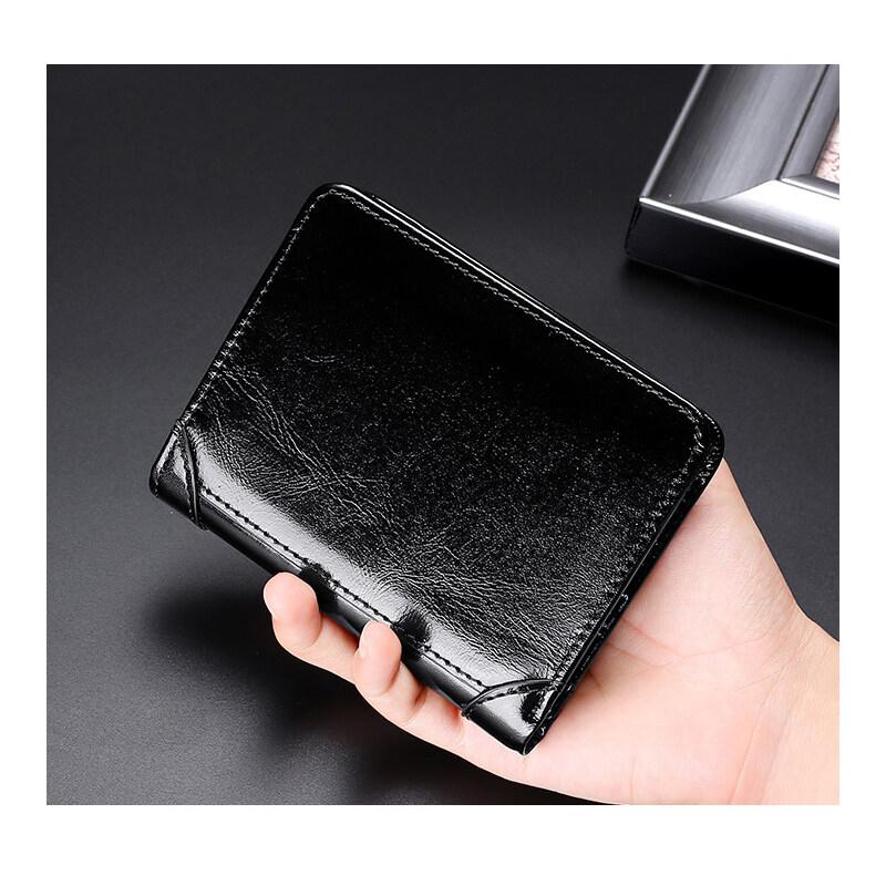 Masculino carteiras de couro genuíno carteira de crédito titular do cartão de visita vintage marrom carteira cera de óleo