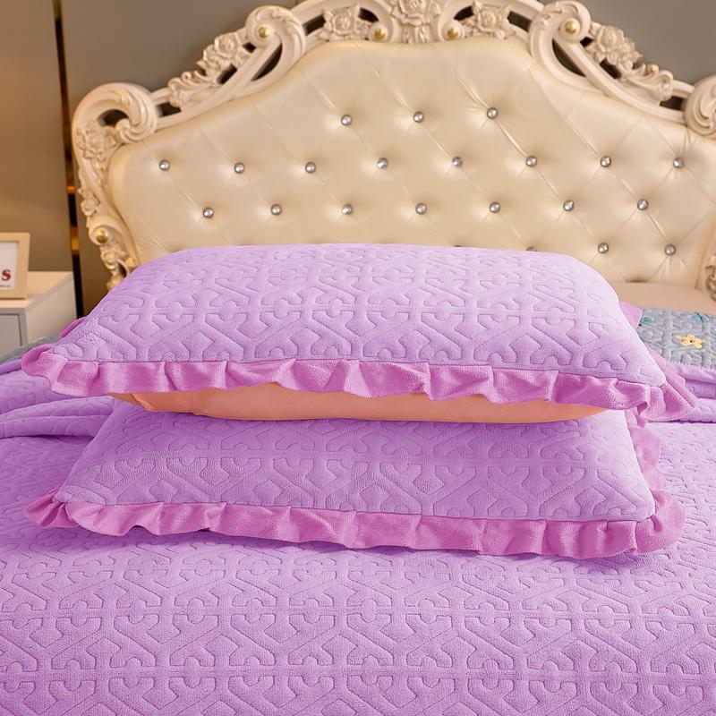 3pcs Set Winter Thick Velvet Bedspread Super Soft Flannel Quilting Bed Cover Non-slip Breathable Bedsheet with 2pcs pillowcase
