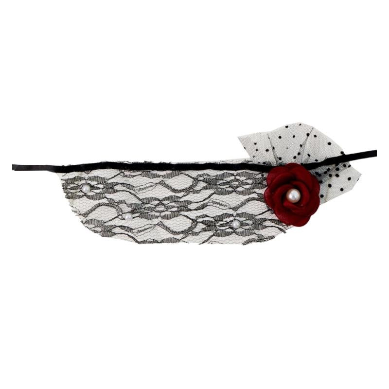 

Halloween Mesh Eye Mask With Realistic Rose Decoration Breathable Lace Costume Accessory For Party Cosplay