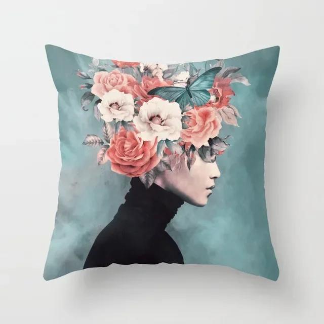 Ms. Hua's artistic portrait design Double-sided Printed pillow cover Short plush Suitable living rooms sofas throw cushion cover