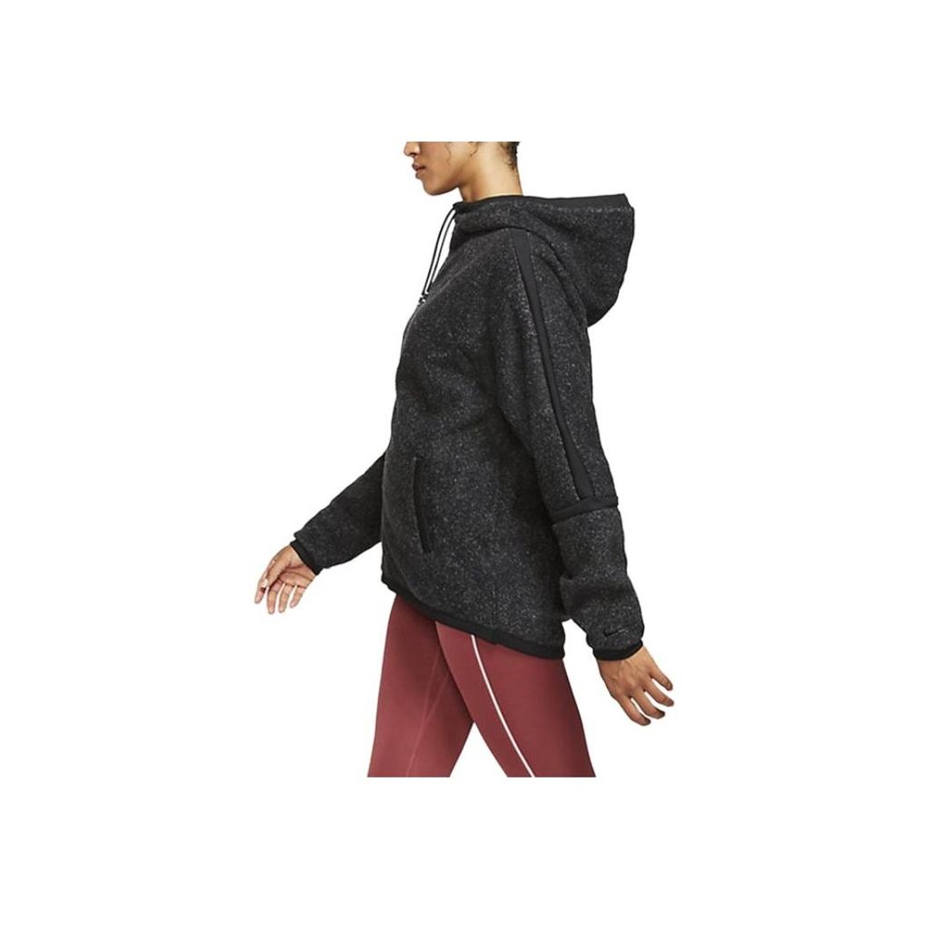 Nike Solid Color Hooded Zip-Up Drawstring Long Sleeve Sweatshirt Women Tops Black BV5267-010