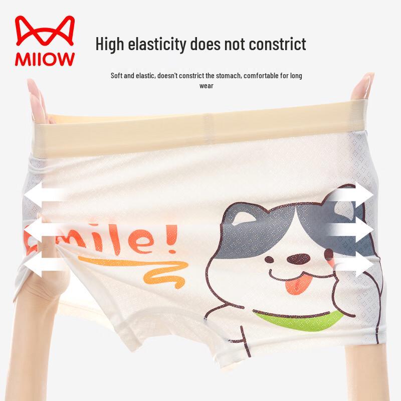Mao Ren Boys  Mesh Ice Silk Cartoon Boxer Briefs 4-Pack L