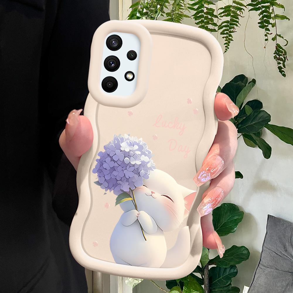 

Окрашенный узор Big Wave Edge Мягкий силиконовый материал Macaron чехол для телефона противоударный защитный резиновый чехол для Samsung Xiaomi Poco Redmi Samsung A35 5G белый