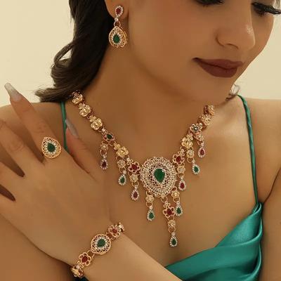 5 PCS Women's Metal Jewelry Set Necklace Earrings Bracelet Daily Wear Jewelry Wedding Party Jewelry