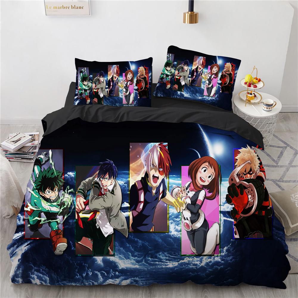 

New My Hero Academia Bedding Set Anime Duvet Cover 3D Cartoon Polyester Queen King Size Kids Boys Bedding 70x133cm 2pcs