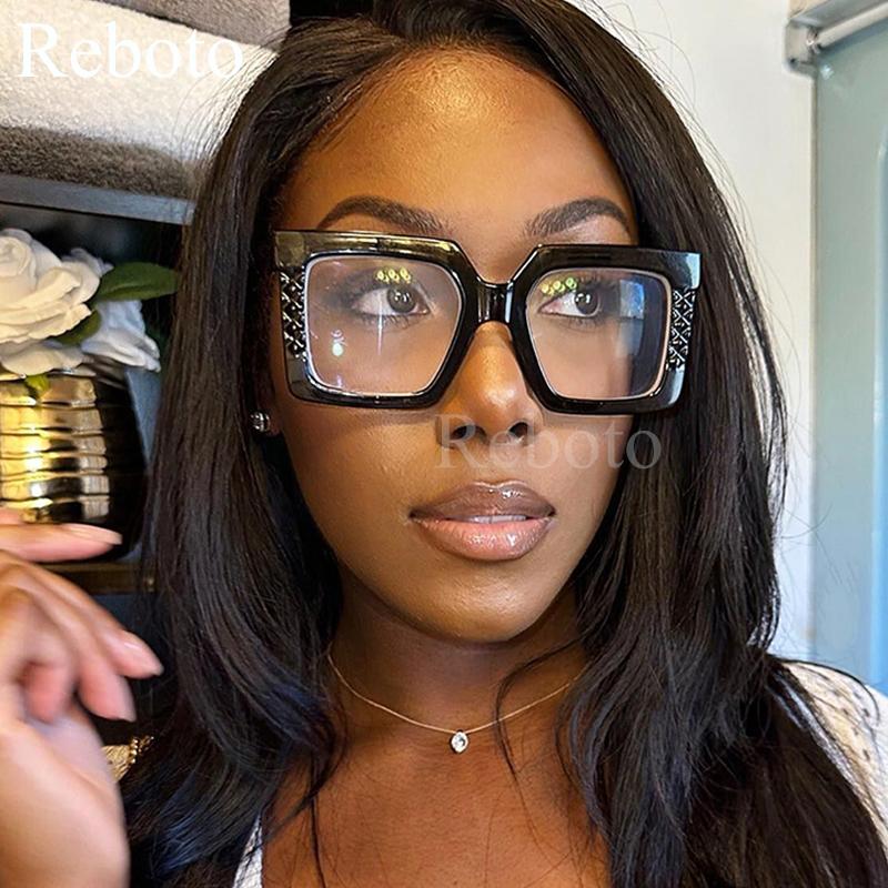 Oversized Square Eyeglass Frames For Women Metal Fashion Computer Optical Lenses Glasses Female Shades Anti-blue Light Spectacle