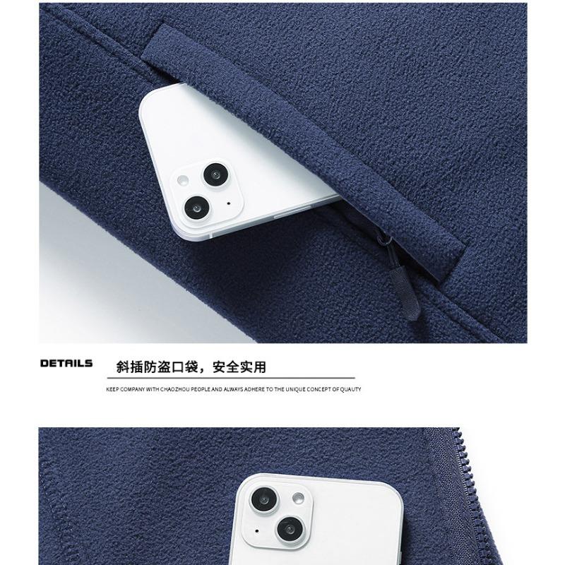 Men S Fleece Cardigan Jacket Stand Collar Casual Plus Size Spring Autumn