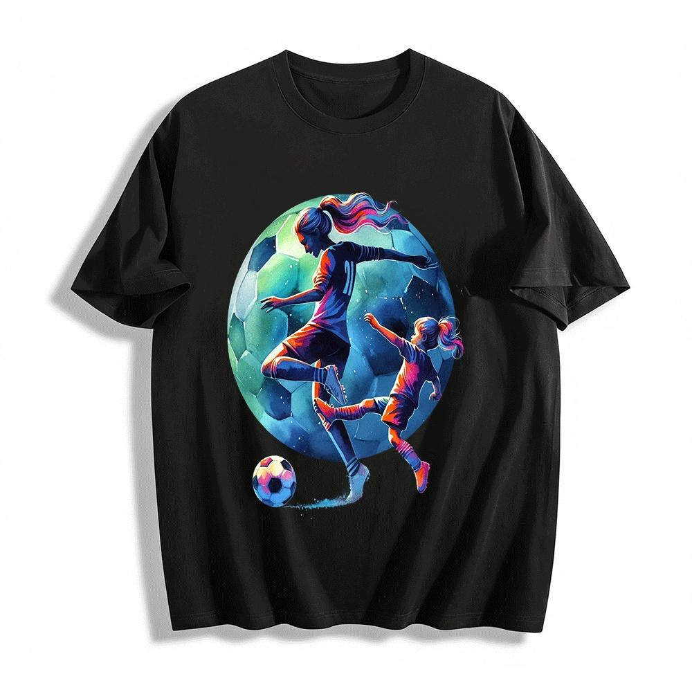 

Mother Daughter Soccer Printed Casual T-Shirts Pure cotton T-shirt XXS