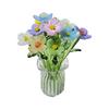 Hand Blown Mini Glass Flower Figurine Collectible Miniature Faux Crystal Flower Ornaments for Mothers Day Birthday Table Centerpiece DIY Craft