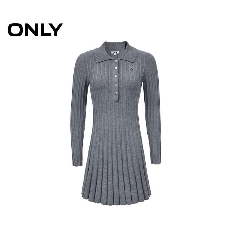 ONLY Women's Relaxed Fit Polo Collar Long Sleeve Knit Mini Dress