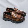 Fashion Brand Design Thick Soled Men Leather Loafers Shoes Men Fashion Slip-on Casual Men Korean Style Business Social Party Dress Shoes