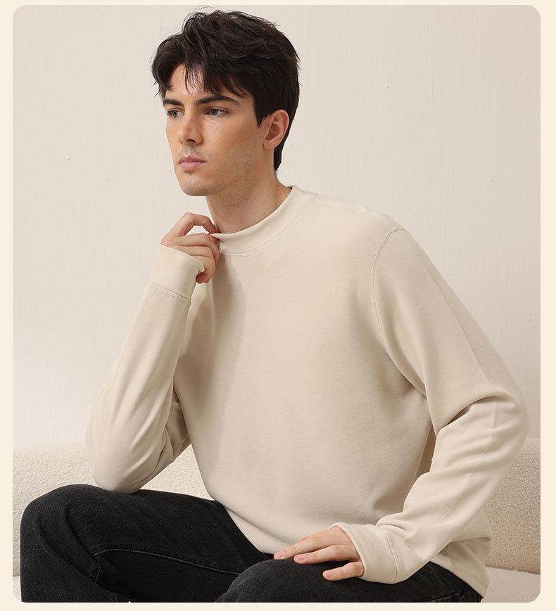 Men's Plus Size Wool Blend Warm Base Layer Top for Autumn and Winter