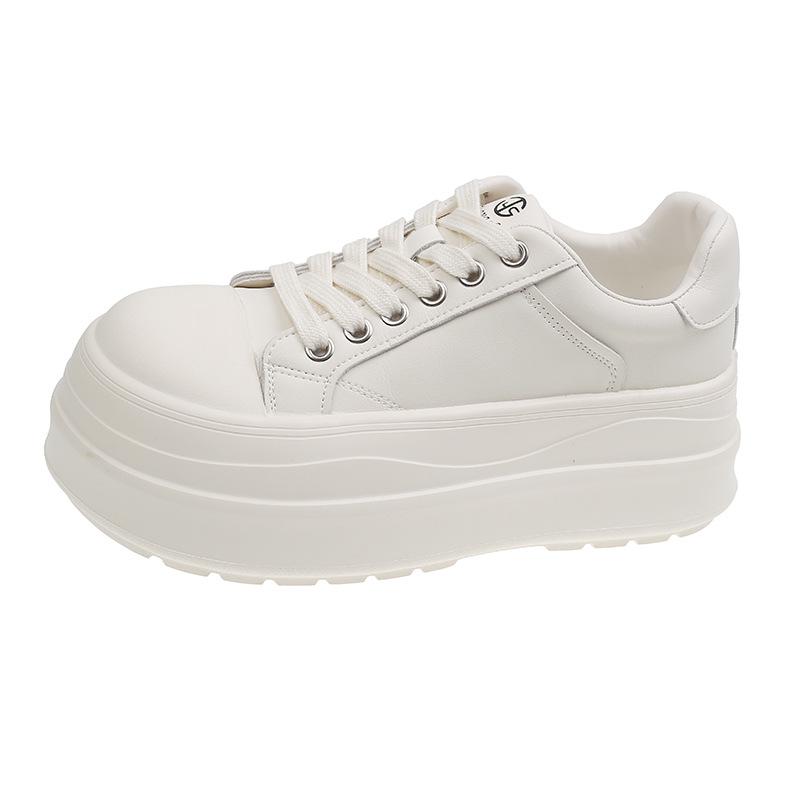 Platform white shoes women's new versatile comfortable small height increase casual breadboard shoes