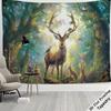 Epische Fantasy Wald Hirsch Wandteppich Boho Waldtier Kunst Große Größe Wandbehang Dekor 180x280cm