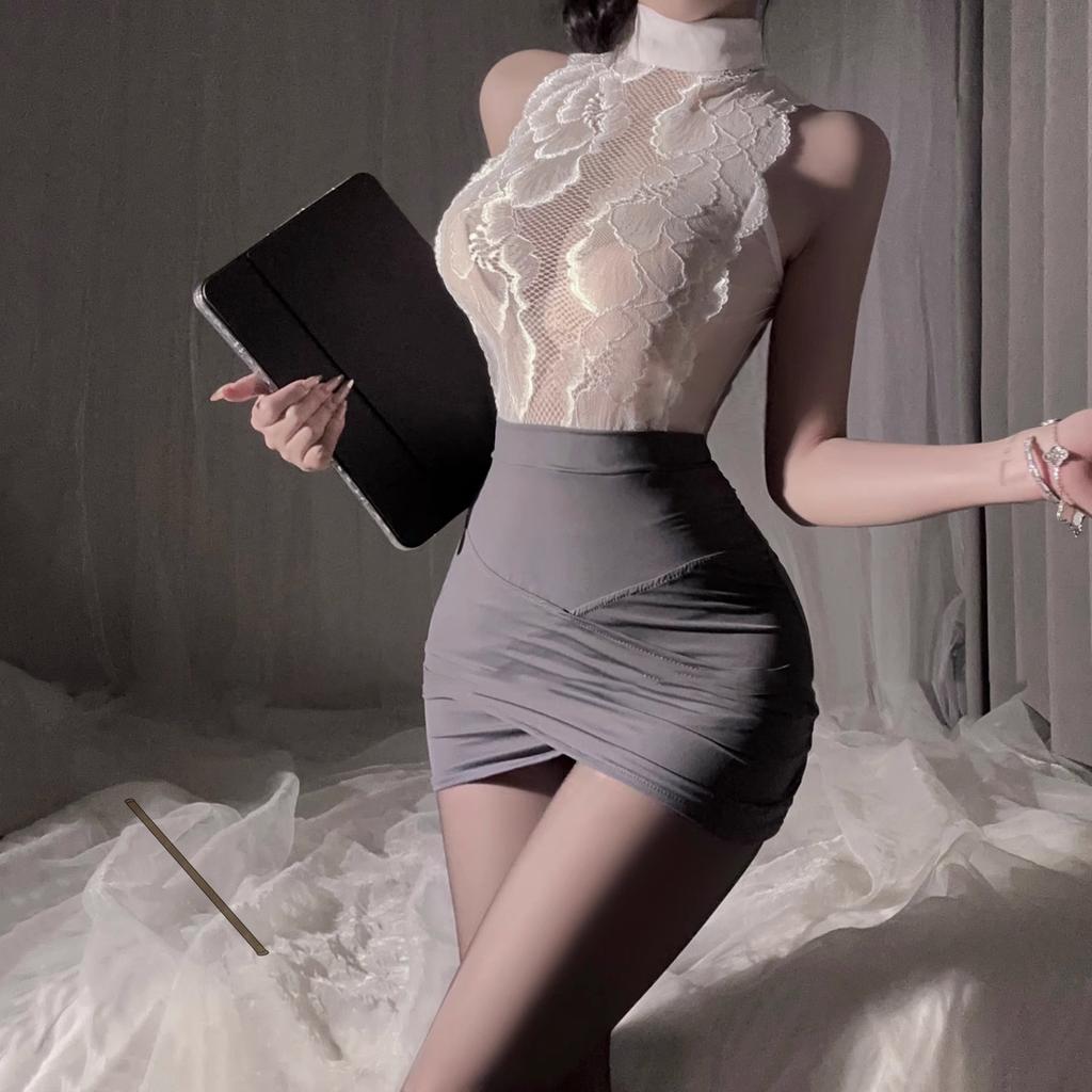 Sexy Lingerie Qqny Pure Desire Style Secretary Lace Pajamas Clothes Women's Hip Skirt Uniform Suit