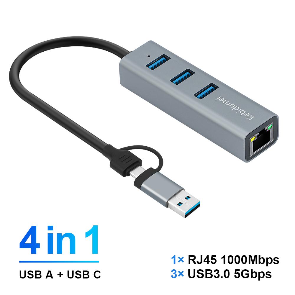 USB 3.0 Type C HUB 1000Mbps Ethernet Adapter USB 3.0 Network Card to RJ45 Lan Hub for MacBook Laptop Computer