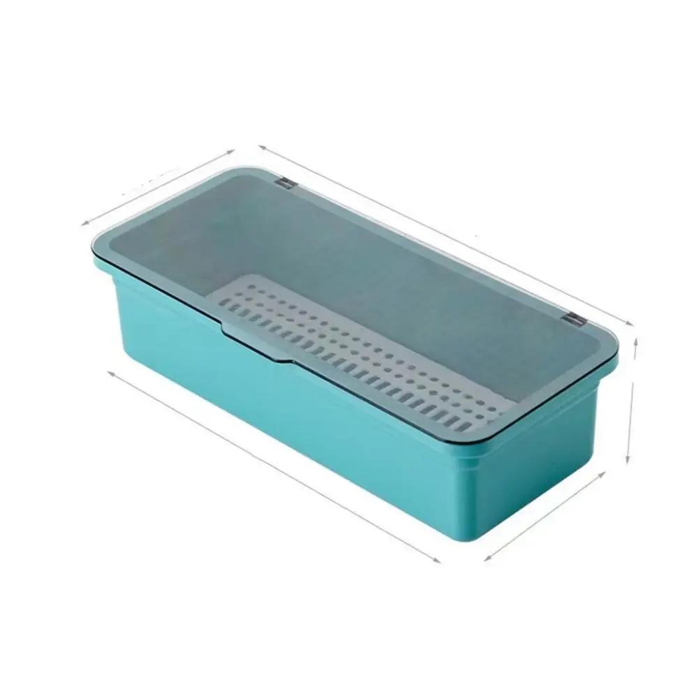

High Quality With Lid Makeup Storage Box Dust-proof Drainage Chopstick Cage Plastic Rectangular Cosmetics Holder Students