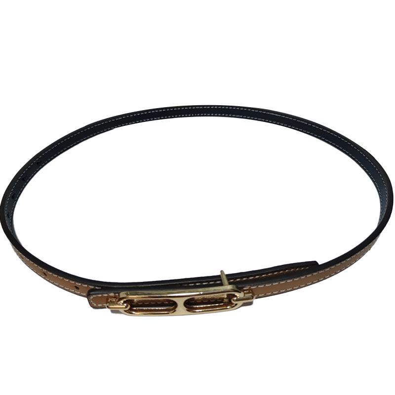 Echtes Leder Damen Schmal Europäisch Amerikanisch Mode Gürtel mit Dekorativem Legierungs Schnalle