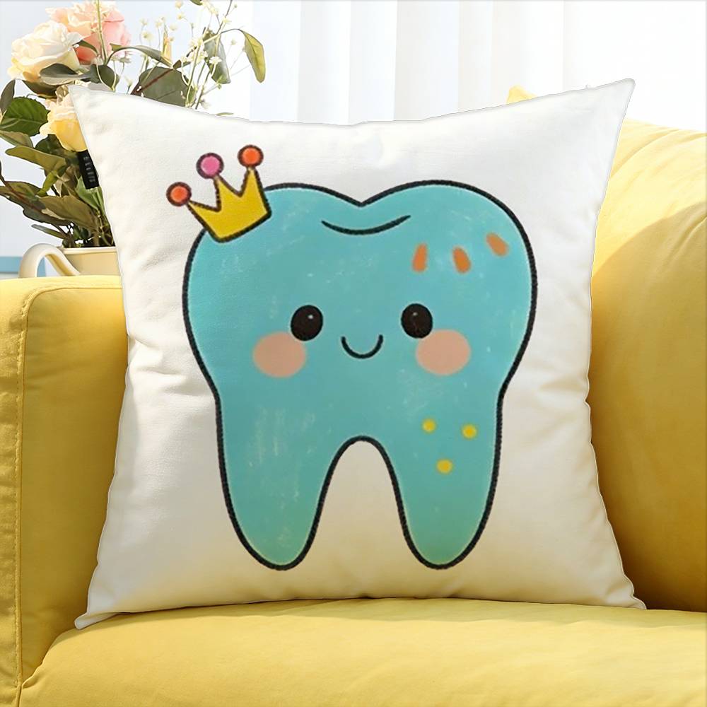 

Dental Protect Tooth Cartoon World Various Sizes Square Pillow Case For Car Home Bedchamber Decor 30X30cm