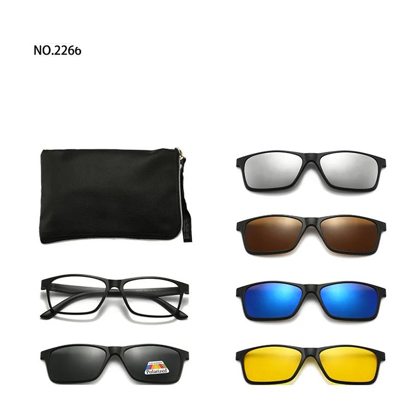 6 In 1 Men Optical Magnetic Sunglasses Clip Magnet Clip On Sunglasses Polaroid Clip On Sun Glasses With Box