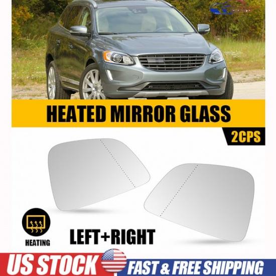 Left Right Front Heated Mirror Glass For Volvo XC60 2010-2017 W/ Backing Plate