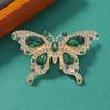 French Vintage Emerald Rhinestone Butterfly Brooch - Intricately Inlaid Metal Accessory