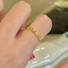 Gold Starry Sky Crushed Ice Ring for Women - Light Luxury Thin Band, Perfect for Couples