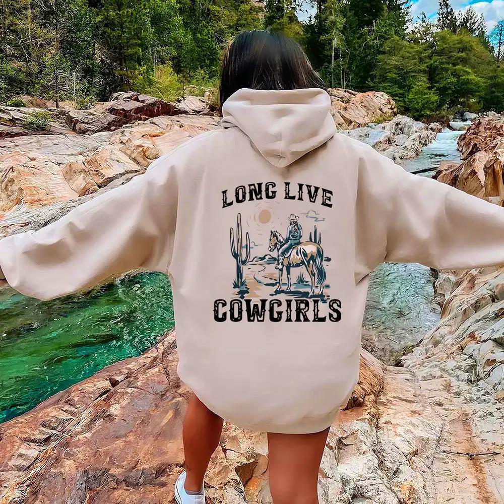Long Live Cowboy Girl Hoodie Western Desert Hoodie Sportswear Kaktus Szene Cowboy Country Life Hoodie Country Girl Fashion Hoodi
