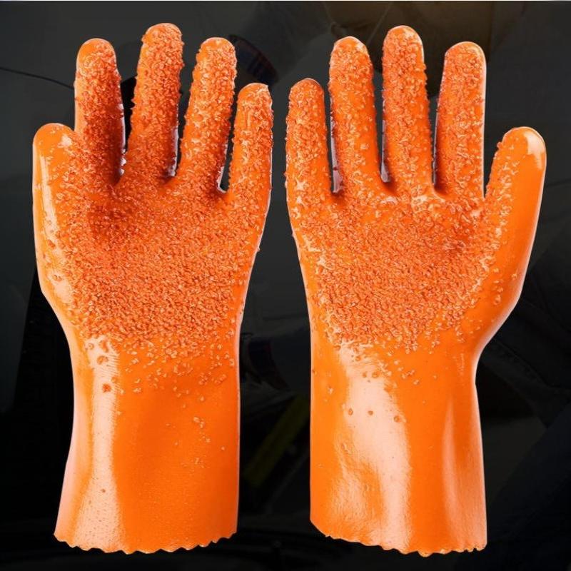PVC Work Gloves Waterproof Oil & Chemical Resistant Non-slip Flexible Protective Gloves for Mechanical Repair Garage Use