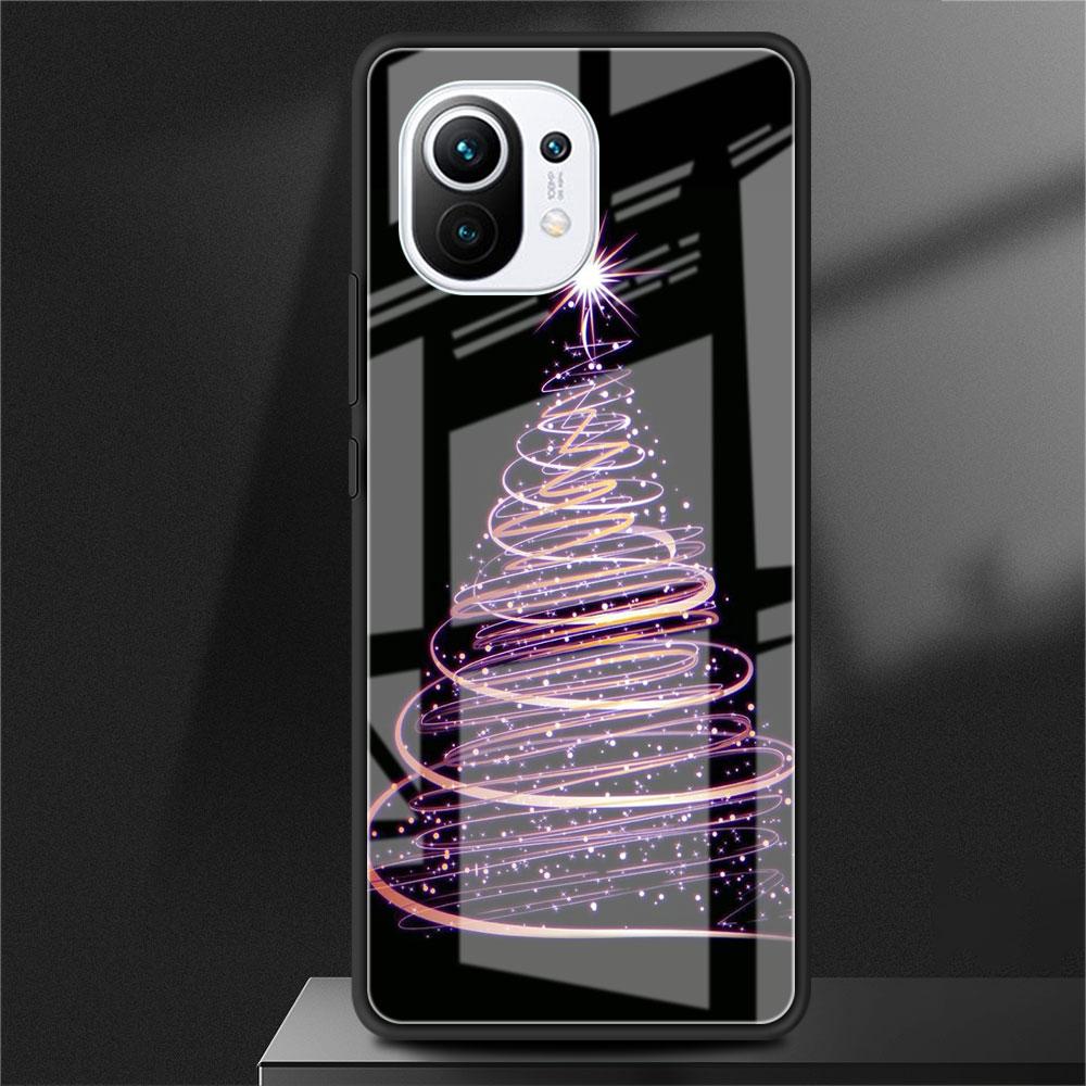 Fröhlicher Weihnachtsbaum Hirsch Glas Hülle Für Xiaomi Poco X3 NFC 11 Lite 11T F3 M3 Redmi Note 11 10 9 8 Pro 10S 9S 9A 9C Handyhülle