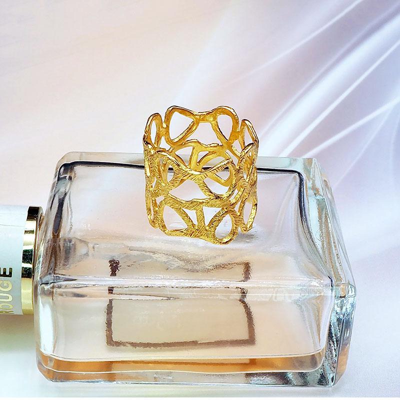 Bague creuse en argent S925, plaqué or, mode exagérée européenne et américaine