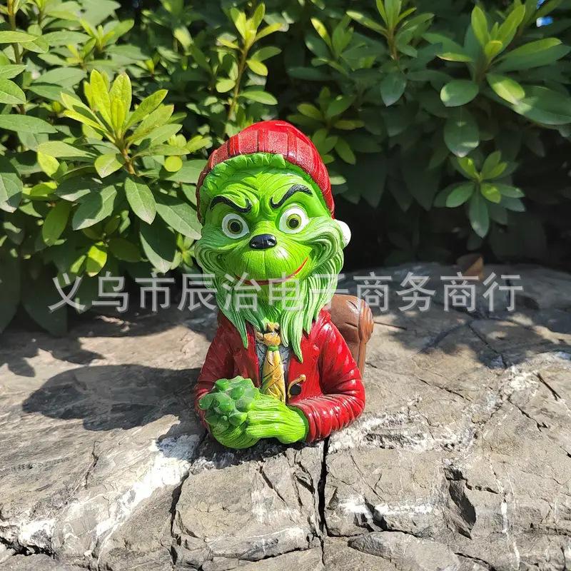 Christmas Grinch green hair Christmas tree old man resin decoration ornament