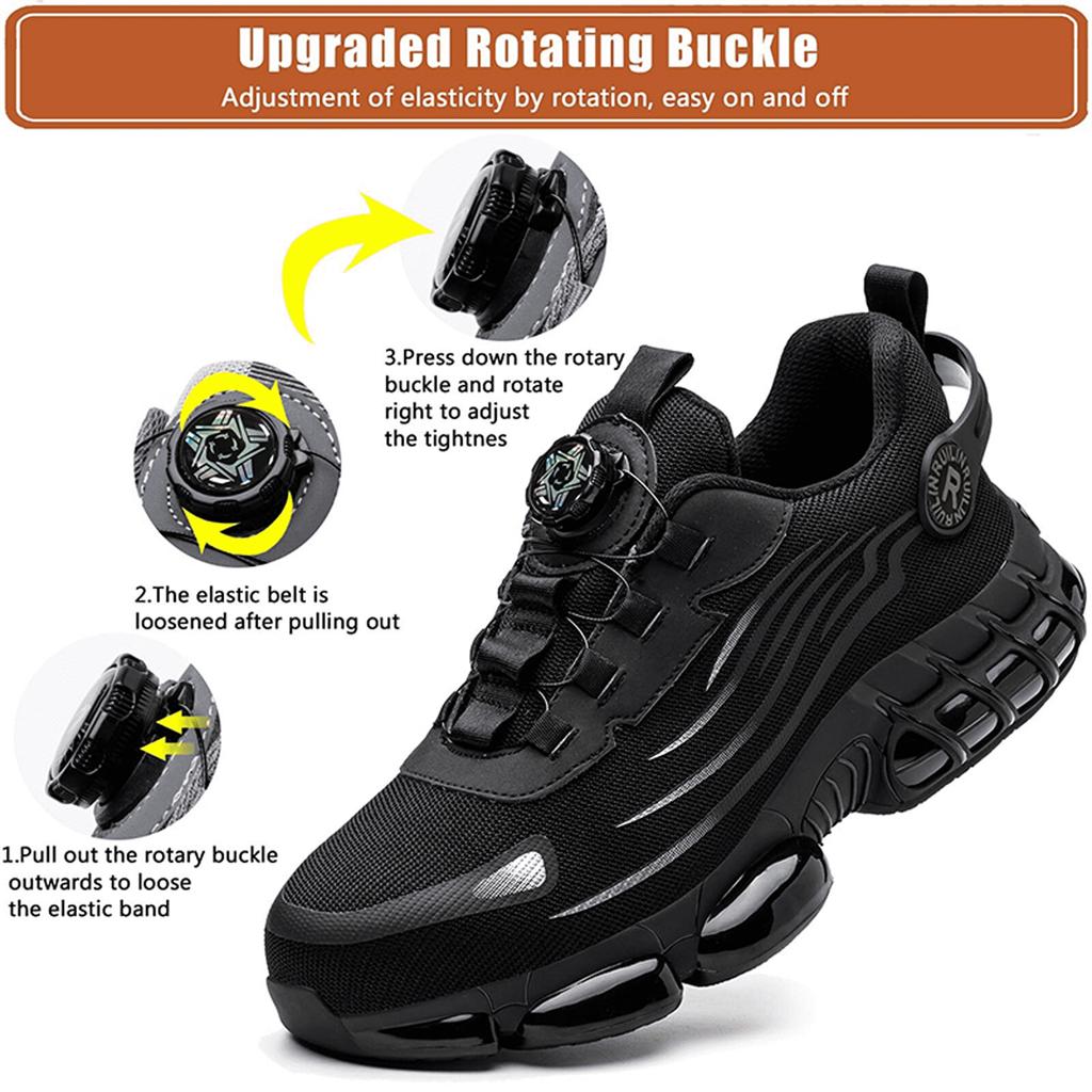 Steel Toe Safety Shoes Black for Men Lightweight Security Protective Boots Men Fashion Safety Sneakers Anti-Smash Anti-Puncture