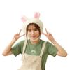 Lamb wool short rabbit ear hat, plush hood photo props photo props cartoon hood