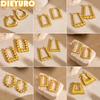 DIEYURO 316L Stainless Steel Golden Irregular Bamboo Square Hoop Earrings For Women New Fashion Ear Jewelry Party Holiday Gift
