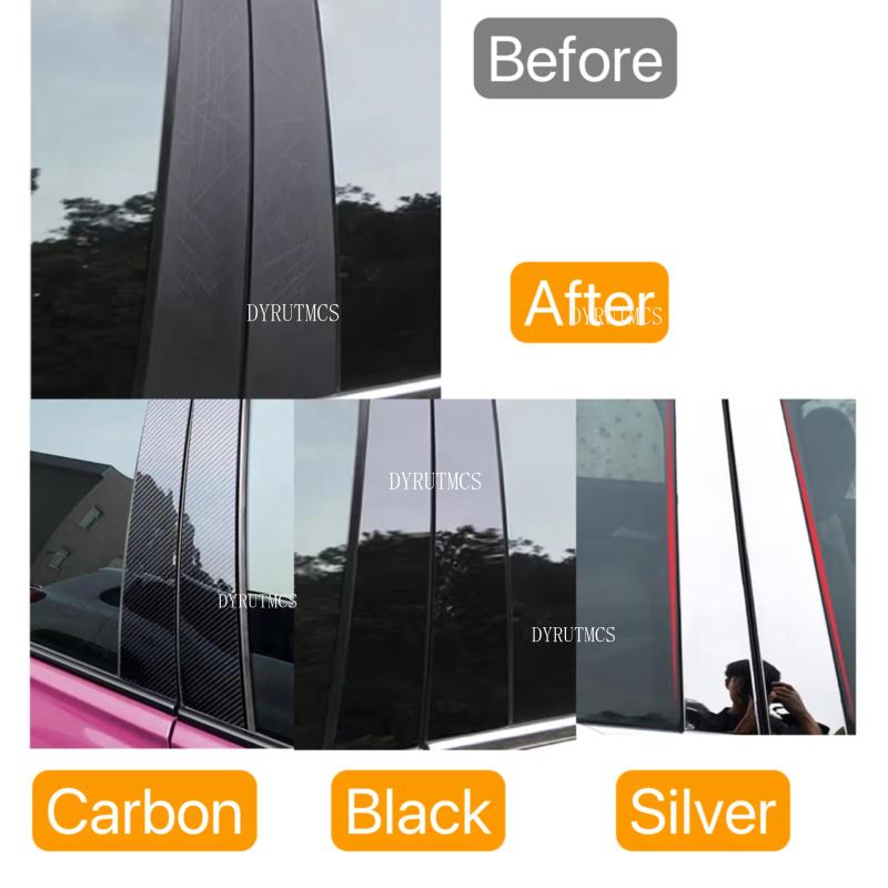 8pcs Glossy Black Pillar Post Fit For Geely Okavango Haoyue 2020 2021 2022 Window Door Cover Trim Stickers BC Mirror Effect