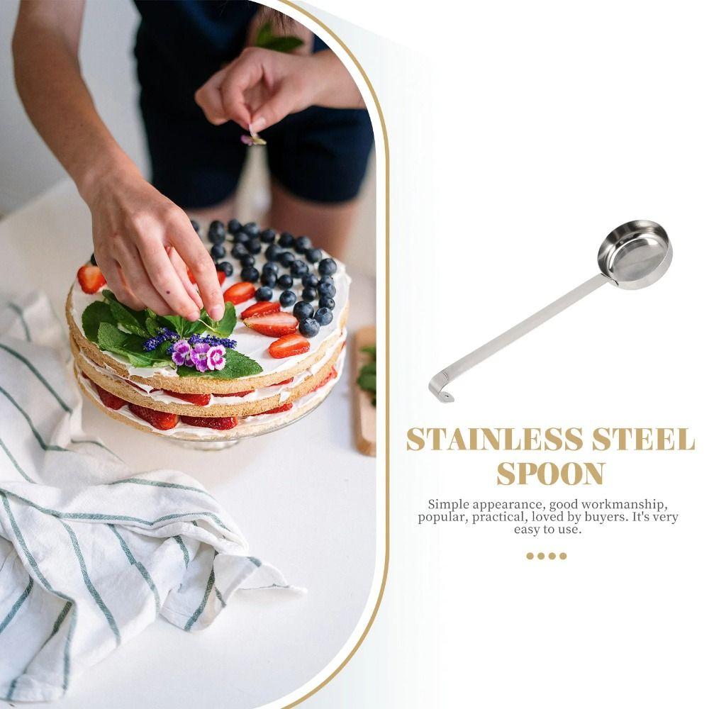 Stainless Steel Soup Ladle Long Handle Serving Spoon Kitchen Tools Pizza Sauce Spoon  Kitchen