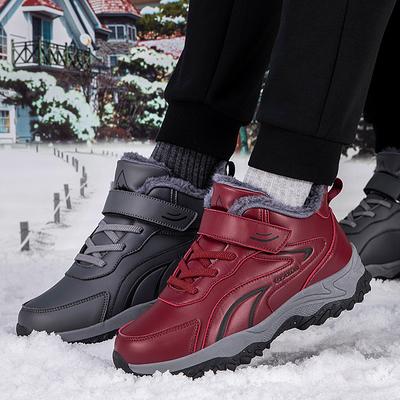 Men's and Women's Large Size Winter Warm Fur One Snow Boots Padded Lining Ankle Boots Non-slip Hiking Sports Cotton Boots