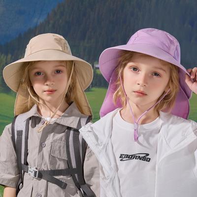 Kinder-Sonnenhut mit breiter Krempe, Nackenklappe, UV-Schutz, atmungsaktiv, Fischerhut für Babys, Jungen und Mädchen, Sommer-Outdoor-Kappe