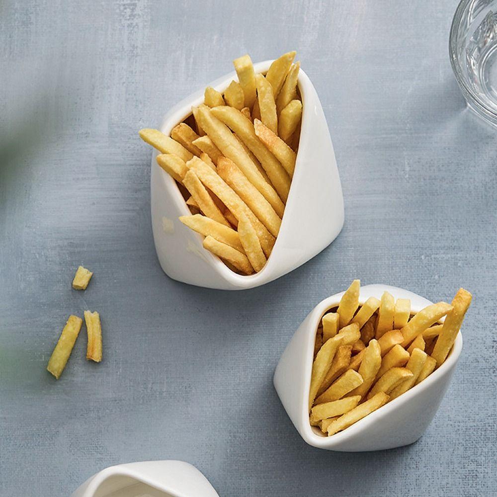 2pcs Creative French Fries Cup Ceramic Seasoning Bowl Multi-Function Snack Dish  Restaurant