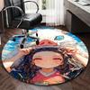 1pc Anime Design Round Carpet Cute Cat and Girl Print Chair Mat for Office, Home Decor, Living Room, Bedroom