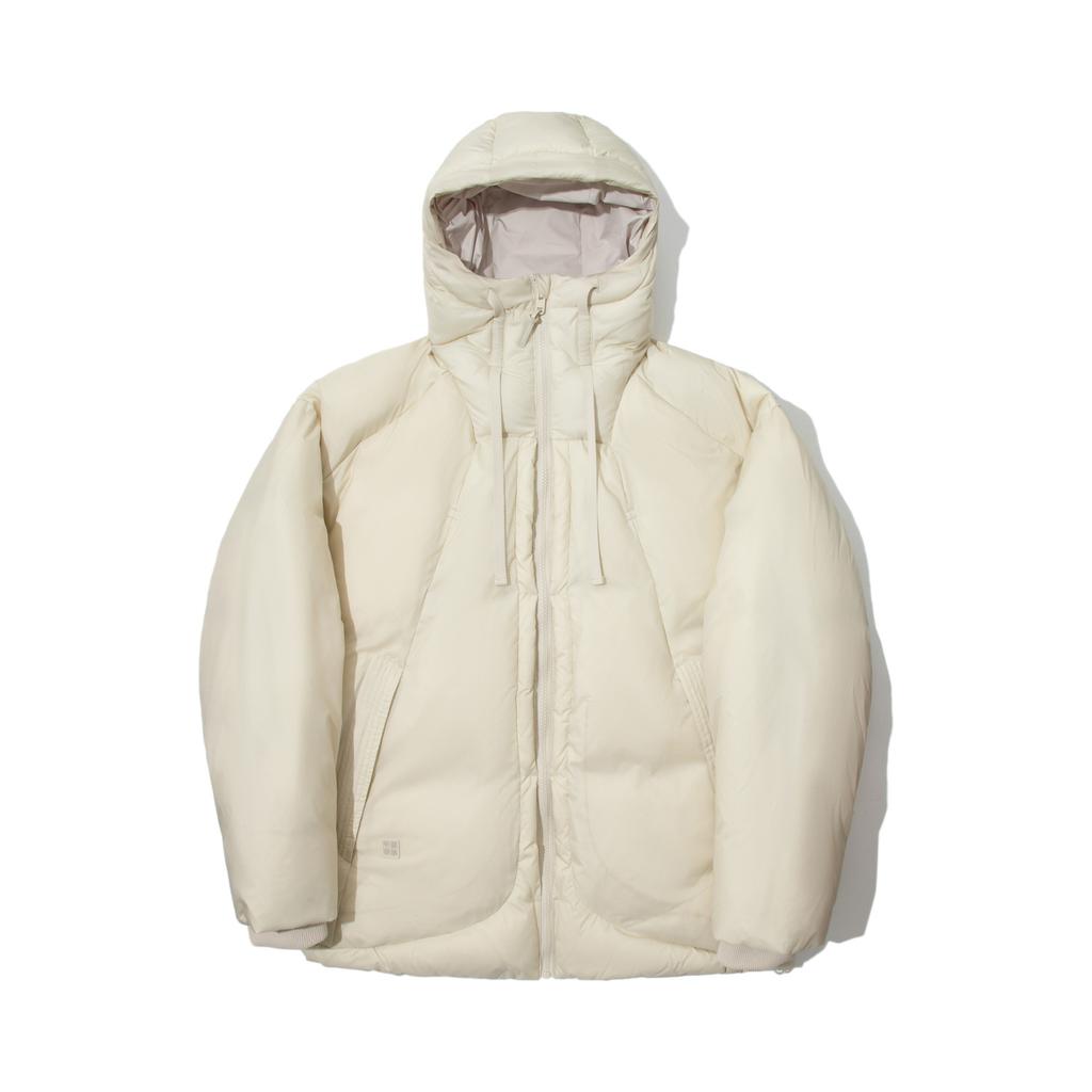 Li Ning Kung Fu Series Solid Color Loose Short Hooded Long Sleeve Down Jacket Men Outerwear Oatmeal-Gray AYMU307-1