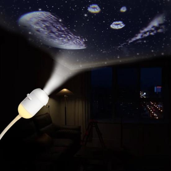 2-in-1 Sternenprojektor Nachtlicht mit Filmen, USB Sternenhimmel Nachtlicht Projektor für Schlafzimmer, Mini LED Deckenwand Projektionslampe mit 360