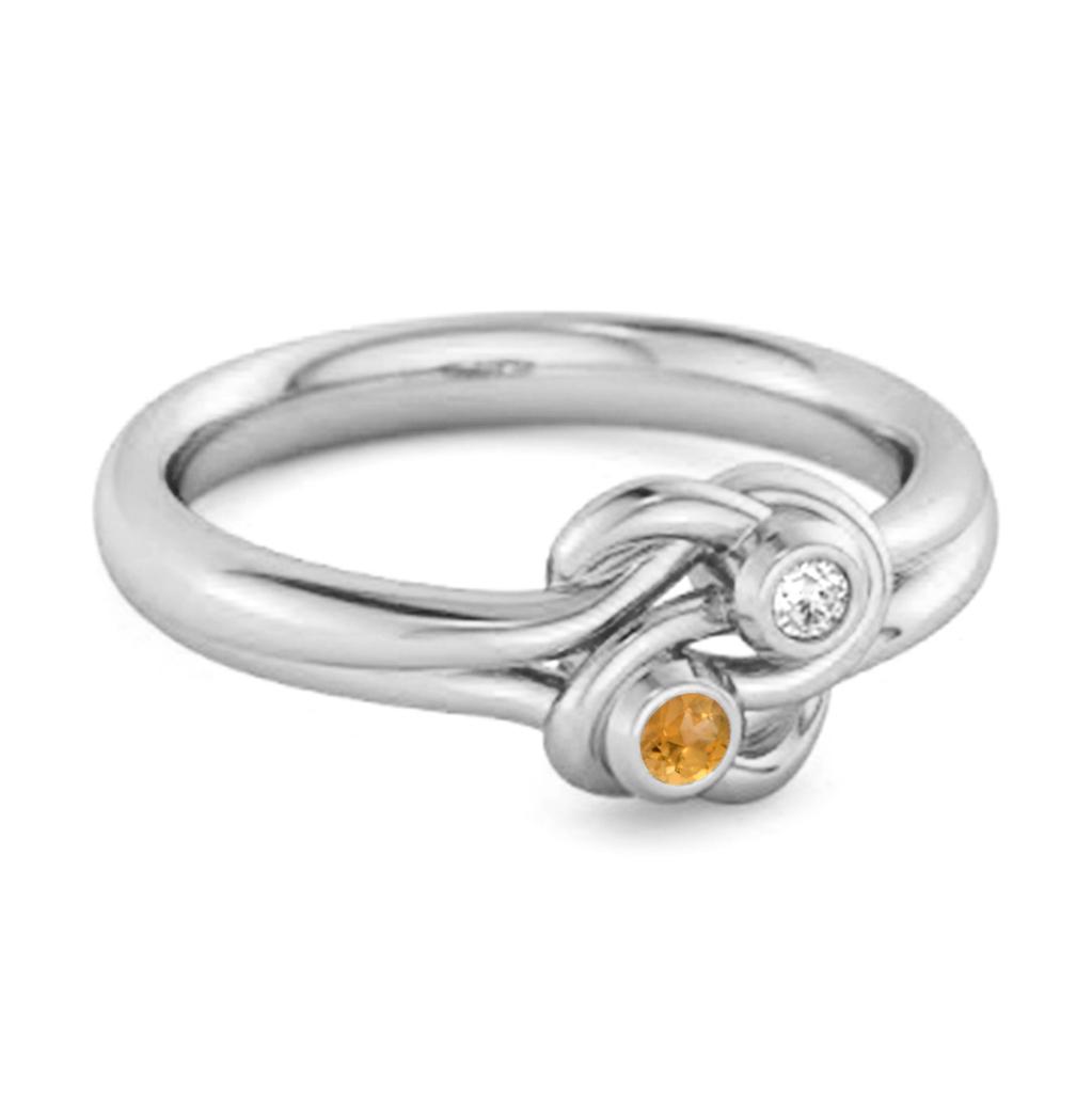 Citrine Dual Stone Stackable Ring - 925 Sterling Silver
