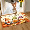 Autumn Thanksgiving & Halloween Rug Suitable for Entryway Porch, Non-Slip Absorbent Floor Mat with Gnome & Pumpkin Falling Pattern, Machine Washable S