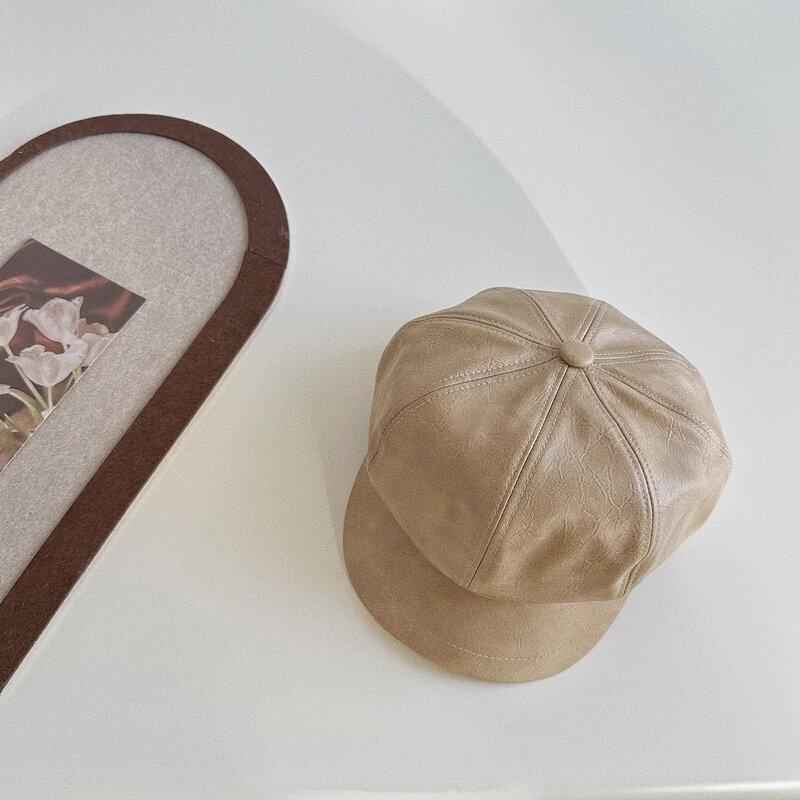 Детский ретро кожаный берет 50-52cm (Kids)