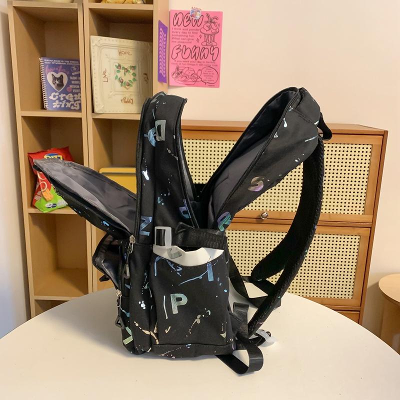 Female Large-Capacity Backpack Letter Print Students High School Schoolbag