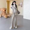 Maternity Chic: Korean-Style Long Sleeve Top & Micro Flare Pants Set for Spring/Autumn