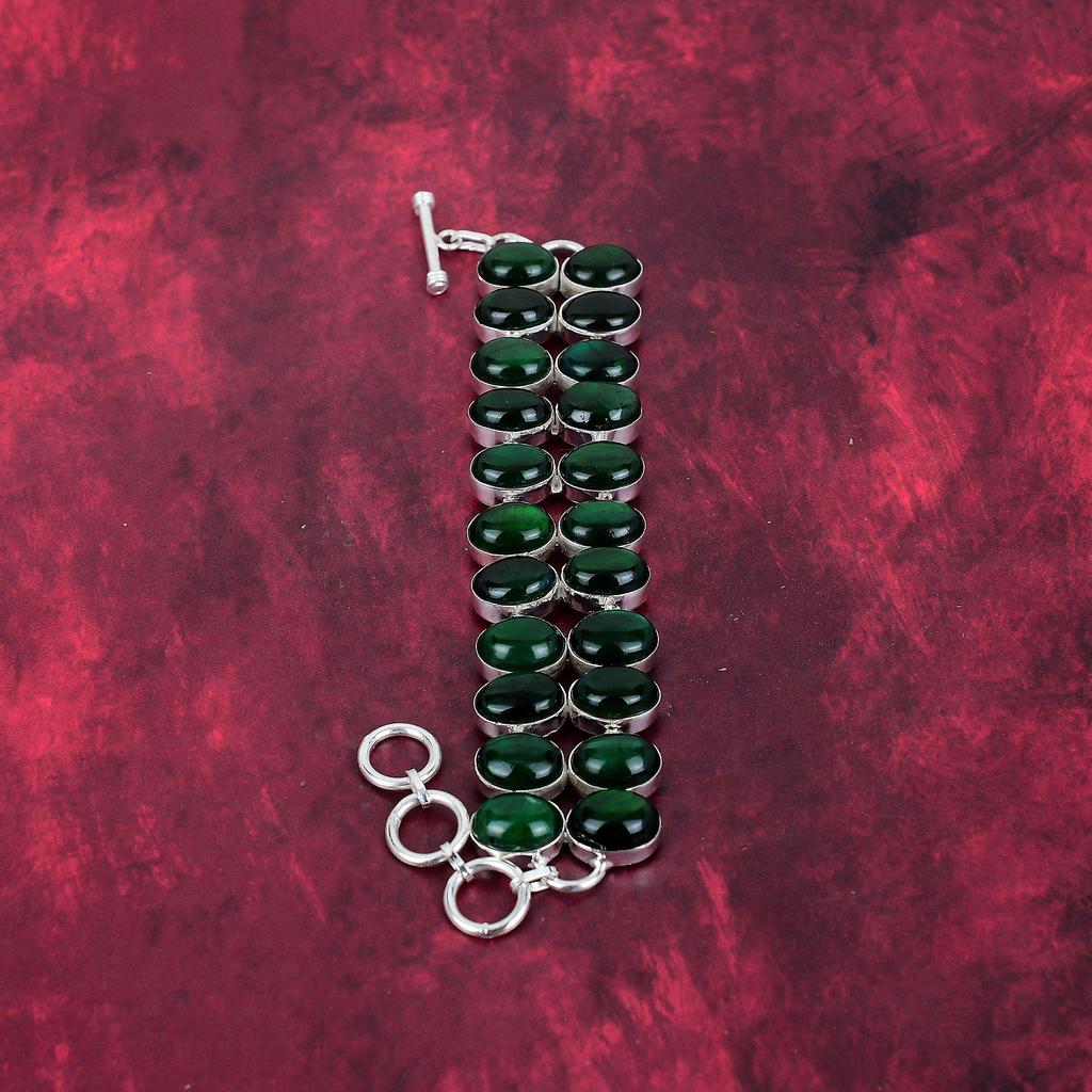 Green Flash Labradorite Handmade Gemstone Bracelet, 925 Solid Sterling Silver Bracelet Antique Jewelry, Adjustable Chain Bracelet Engagement Gift